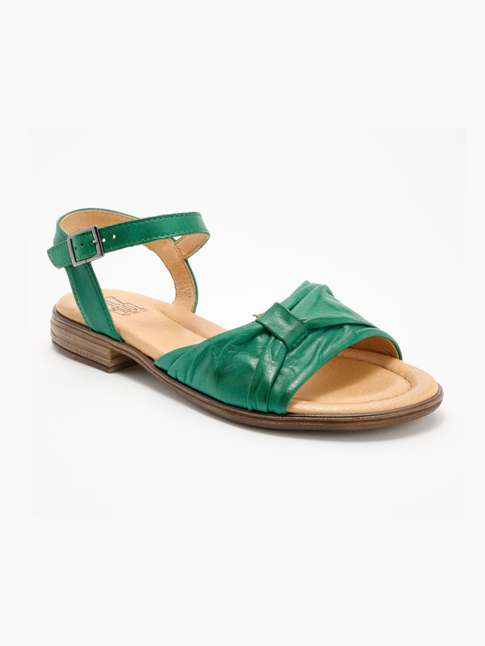 Miz Mooz Dorra Emerald Green Leather Bow Slingback Sandals